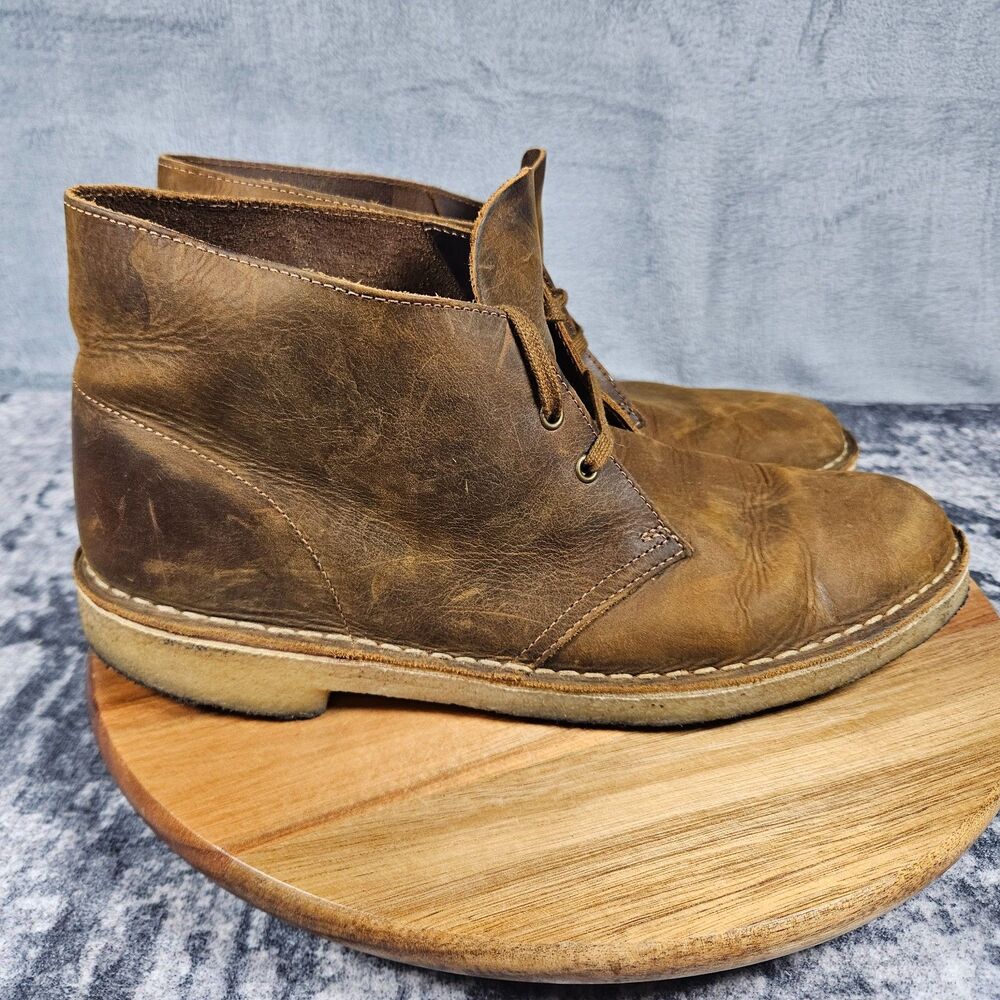 Clarks Originals Brown Leather Desert Boots Crepe Sole Chukka Boots Mens 11 M